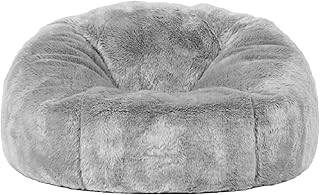 (No Filler) 6FT Giant Bean Bag Chair Cover Soft Faux RH Fur Sofa Bed Washable Bean Bag Couch Cover for Adult and Kids with Liner