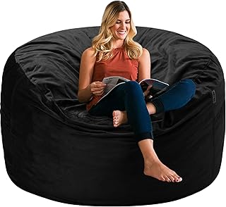 HABUTWAY Bean Bag Chair 3Ft Luxurious Velvet Ultra Soft Fur with High Rebound Memory Foam Bean Bag Chairs for Adults Plush Lazy Sofa with Fluffy Sponge 3' (Black New)