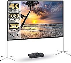 Portable Projector Screen with Stand Outdoor: Camping Projection Screen 80 inch 4K Movie Screen for Home Backyard Indoor 16:9 HD Night