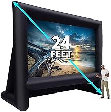 QILEBA 24 Feet Inflatable Projector Movie Screen Outdoor Indoor, Portable Blow Up Cinema Projection Screen, with Air Blower, Tie-Downs and Storage Bag