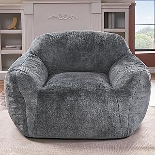 Homguava Bean Bag Chair Bean Bag Chairs for Adults Comfy Beanbag Chair with Spacious Design Oversized Bean Bag Sofa with Armrest Giant Bean Bag Chair with Filler for Living Room Bedroom (Grey)