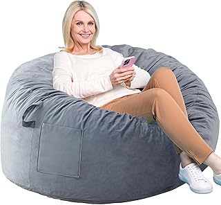 Bean Bag Chairs, Memory Foam Stuffing Bean Bag Chair for Adults/Teens/Kids, Velvet Lazy Sofa Furniture with Removable High-Rebound Memory Foam for Living Room Bedroom College Dorm