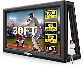 Inflatable Projector Screen, 30FT Blow Up Movie Screen Outdoor Projector, Easy Set Up One-Piece Design Front & Rear Projection with Air Blower for Outside Backyard Family Movie Night Pool Party