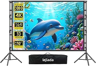 150 inch Outdoor Projector Screen with Stand, 4K HD Portable Movie Screen for Backyard and Camping